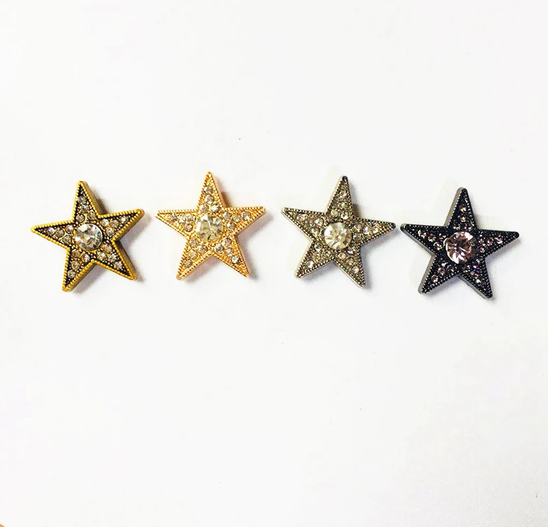 27 мм пятиконечная звезда со стразами инкрустированная Кепка с заклепками шпилька для сумки, шляпы, обуви, одежды, кожи чокер украшения для самодельного изготовления аксессуар