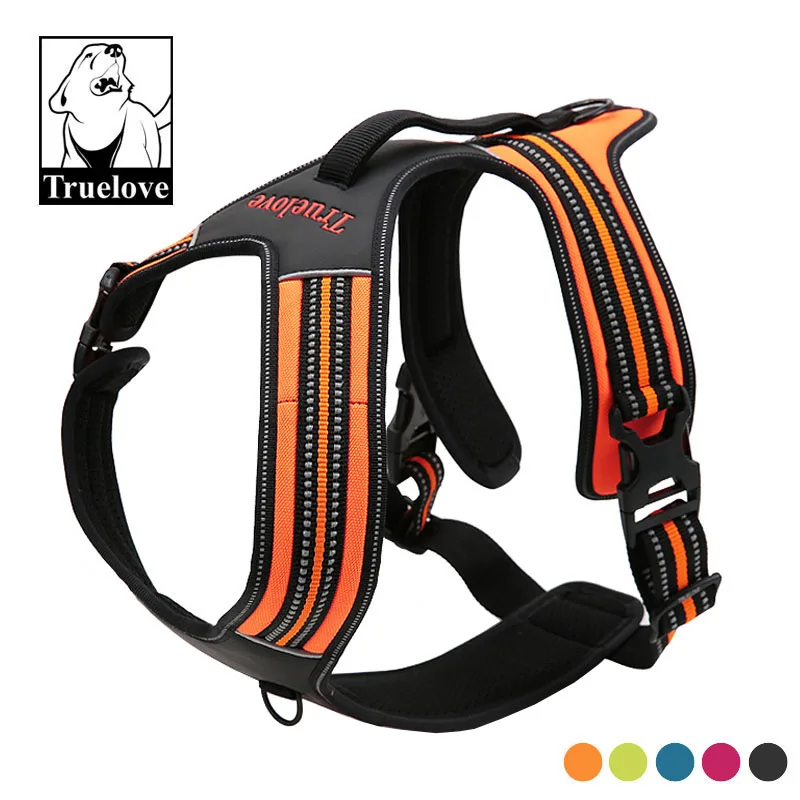

Truelove Padded Reflective Dog Pet Harness Small Large Soft Walk Adjustable With Handle For Seat Belt Pet Supplies Dropshipping