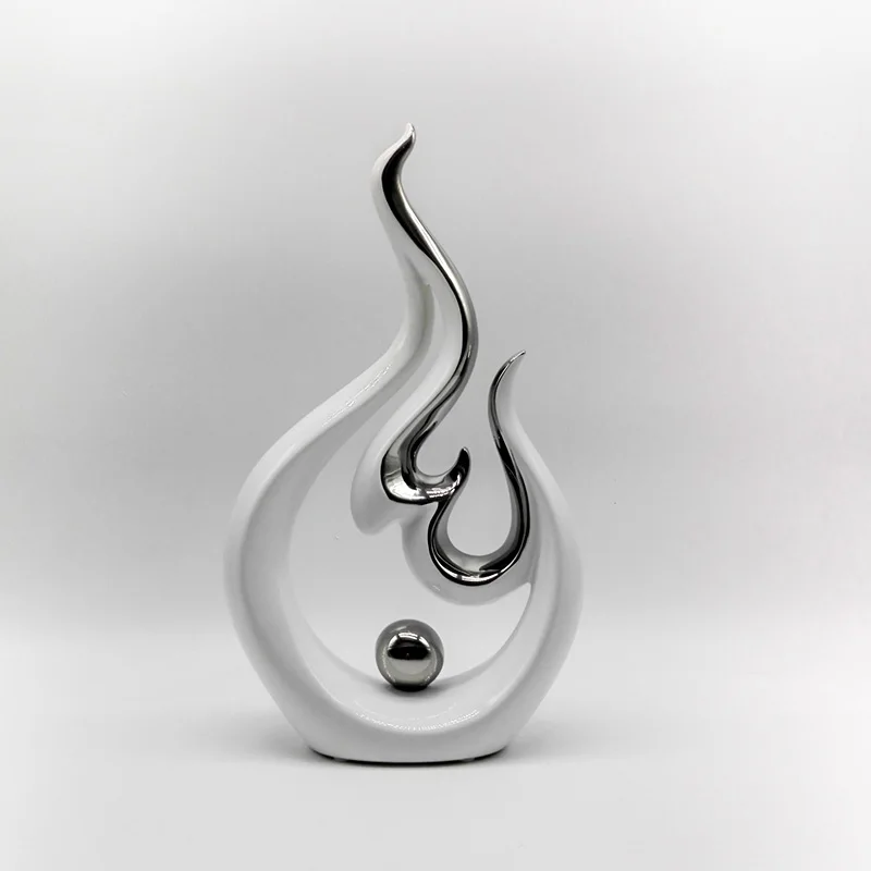 

Modern Decorative Sculpture Arts Plated Porcelain Abstract Sculpture Tabletop Ornaments White Ceramics for Home Decoration
