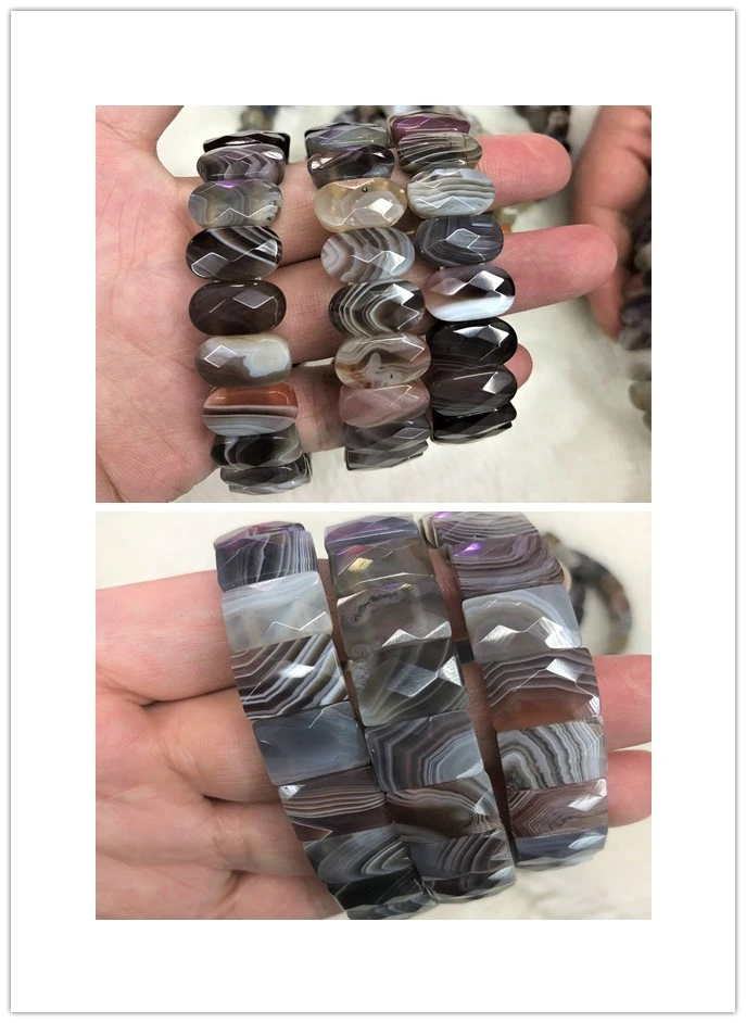 

2Str/lot Natural Olivary Oval Faceted Shape Botswana Agates Mookaites Jaspers Bracelet Loose beads Wholesale For DIY