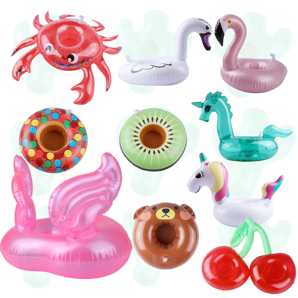 

inflatable cup holder for pool Inflatable Pool Toys Swan Crab flamingo Floating Drink Holder Swimming Ring Pool Party Water Toys