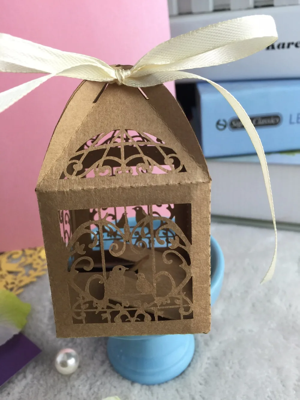 

Коробки из крафт-бумаги для свадебных сувениров с лентой, 300 шт.