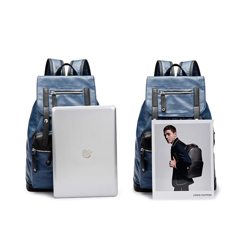 Рюкзак мужской из искусственной кожи черный 14 дюймов|school shoulder bag|backpack fashionfashion