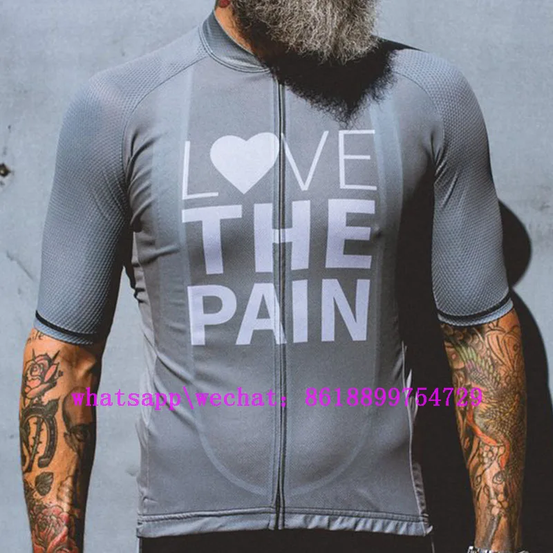 

2019 love the pain pro team grey summer cycling jersey running wear quick dry sports tops roupe de ciclismo jacket