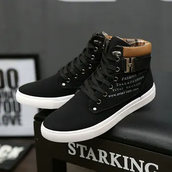 

New Autumn Winter Footwear For Male Fashion High Top Men flats Shoes Canvas Men Casual Shoes BIG Size 45 46 47 NN-21