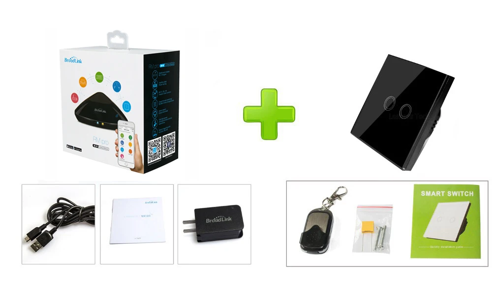 Broadlink RM2 RM PRO+RF Touch Wall Switch 2Gang EUUK Wireless Switch Universal WIFI Smart Home Remote Controller WIFI+IR+RF