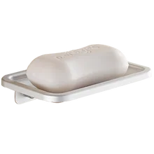 Square aluminum soap rack bathroom round soap box simple soap drain holder silver shelves durable restroom storage organizer