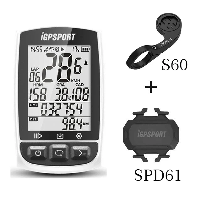 IGPSPORT GPS велосипедный Спортный Компьютер Водонепроницаемый IPX7 ANT+ Беспроводной спидометр велосипедный цифровой секундомер Велоспортный Спидометр - Цвет: White with s60 SPD61