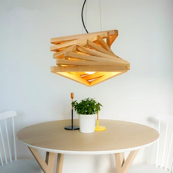 

Nordic modern simple hanging lights American pastoral creative living room bedroom restaurant wooden Pendant Lights