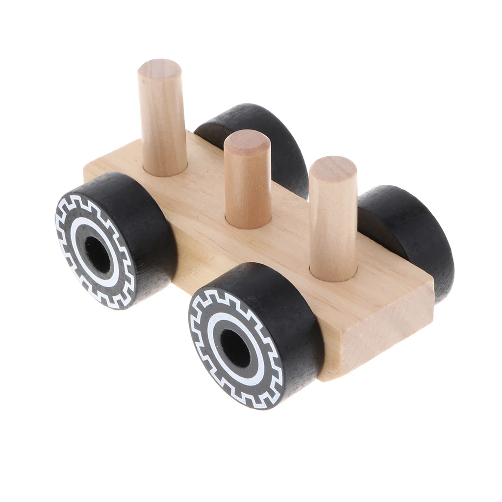 Wooden Construction Engineering Truck Push and Pull Toy, Great for Baby Toddler Motor Skill Development 