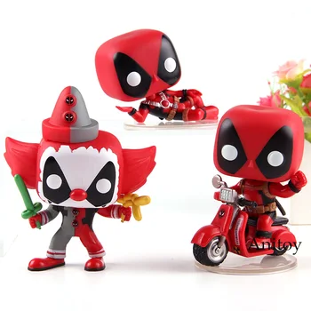 

Deadpool On Scooter Clown Deadpool Vinyl Bobble Head Action Figure Collection Model Toys with Retail Box