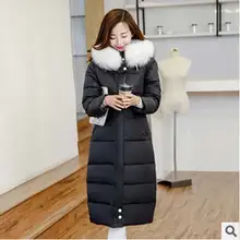 Новинка зимние теплые толстые роскошный меховой воротник X-длинные пуховая куртка Женщины Тонкий с капюшоном Большие размеры Белая куртка с утиным пухом пальто ae779