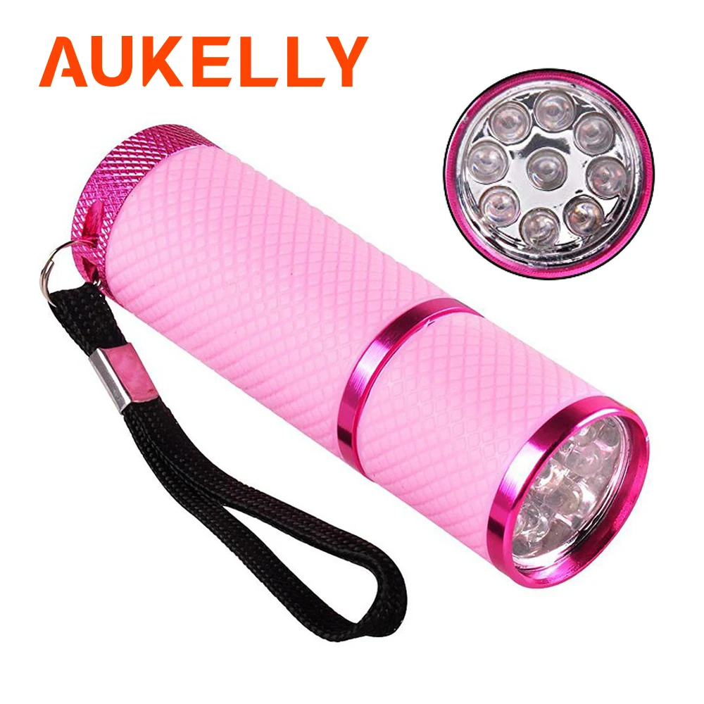 

395nm 9 LED Flashlight Amber Pet Urine Detector Ultra Violet Mini Aluminum Handheld Lamp zaklamp fluorescence detection UV Torch