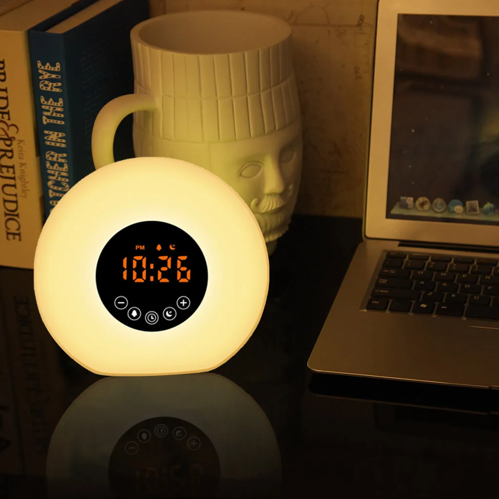 

LED Sunrise Wakeup Lamp White Warm White RGB Alarm Clock Light FM Digital Radio LED Night Light Color Changing Fall Sleep Z528
