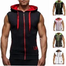 Мужская толстовка без рукавов, толстовки, новая одежда, с капюшоном, майка, Спортивная с капюшоном для мужчин, джоггеры, спортивная одежда, жилет