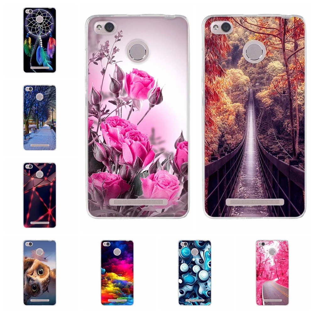 Case For Xiaomi Redmi 3 Silicone Soft TPU Floral Pattern Printed bumper 3s Cover Back Phone 5.0 inch | Мобильные телефоны и