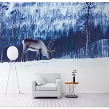 Customized 3d wallpaper Nordic style elk forest beautiful TV sofa background wall painting high-grade waterproof material Customized 3d wallpaper Nordic style elk forest beautiful TV sofa background wall painting high-grade waterproof material