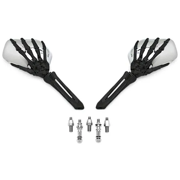 

Free Shipping Black/Chrome Skeleton Hand Motorcycle Mirrors For Harley Davidson Softail Fat Boy FLSTF