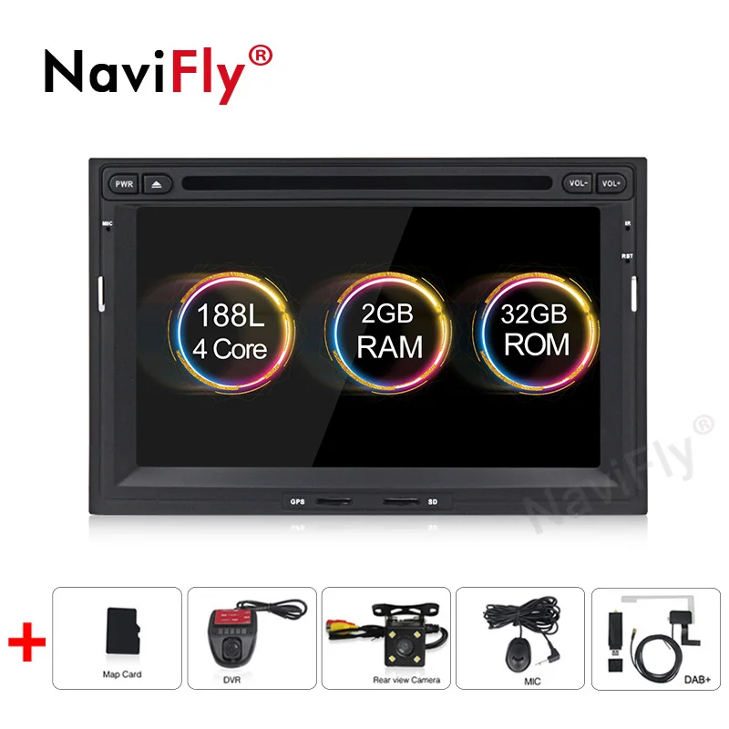 Top NaviFly 2 Din 2G+32G Android 9.1 car multimedia player for PEUGEOT 3008 5008 with gps navigation dvd radio player Quad core WIFI 0