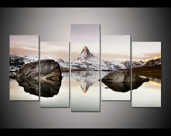 

New 5 panel large HD printed oil painting matterhorn in alps canvas print art home decor wall art picture for living room