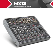 12 Channels 3 Band EQ Audio Music Mixer Mixing Console with USB XLR LINE Input 48V Phantom Power for Recording DJ Stage MX12