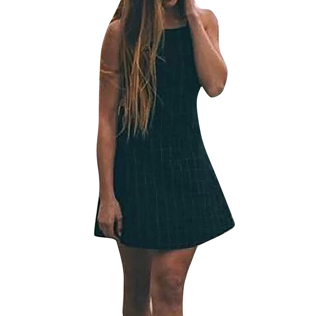 

FREE OSTRICH Women Fashion Sleeveless Plaid Backless Strap Mini A-shaped Strapless Ladies Casual Sexy Lady Dress Girls 720