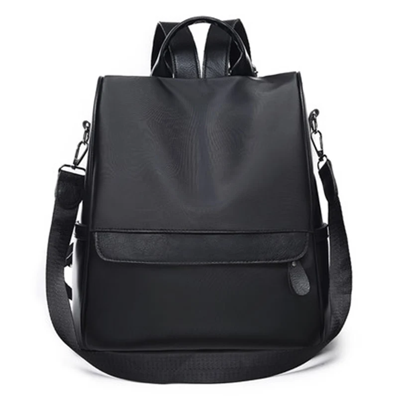 Женские рюкзаки с защитой от кражи,, Женский Большой рюкзак, повседневные дорожные школьные сумки, Оксфорд, сумки через плечо, нейлоновый рюкзак для девочек, mochila - Цвет: Черный