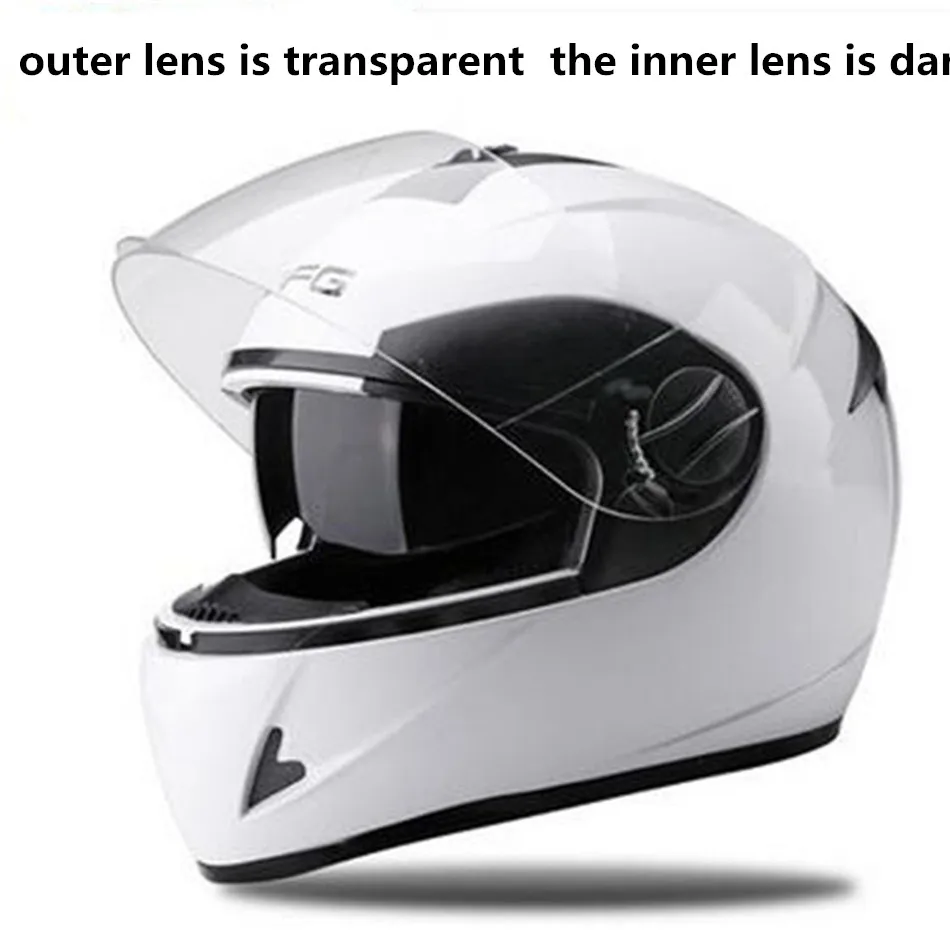 Goedkoop Helmen Adult Sneeuwscooter Helm Mens Womens Volledige Gezicht Dual Lens M L XL met verwijderd halsdoek witte kleur moto