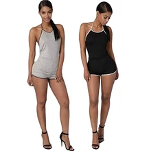 Women Fashion Summer Sexy Backless Halter Shorts font b Bodysuit b font Rompers Jumpsuit