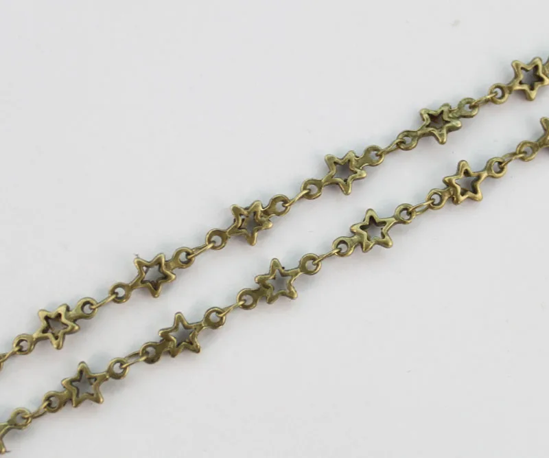 

2 Meters of Antiqued bronze Open star link handmade chain #22913