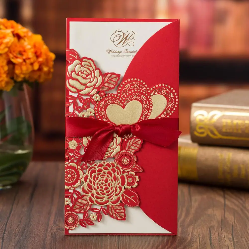  Wholesales One Pack (25 Sets) Laser cut Wedding Invitations with rsvp Cards Kit and Envelopes For p - 33037691059