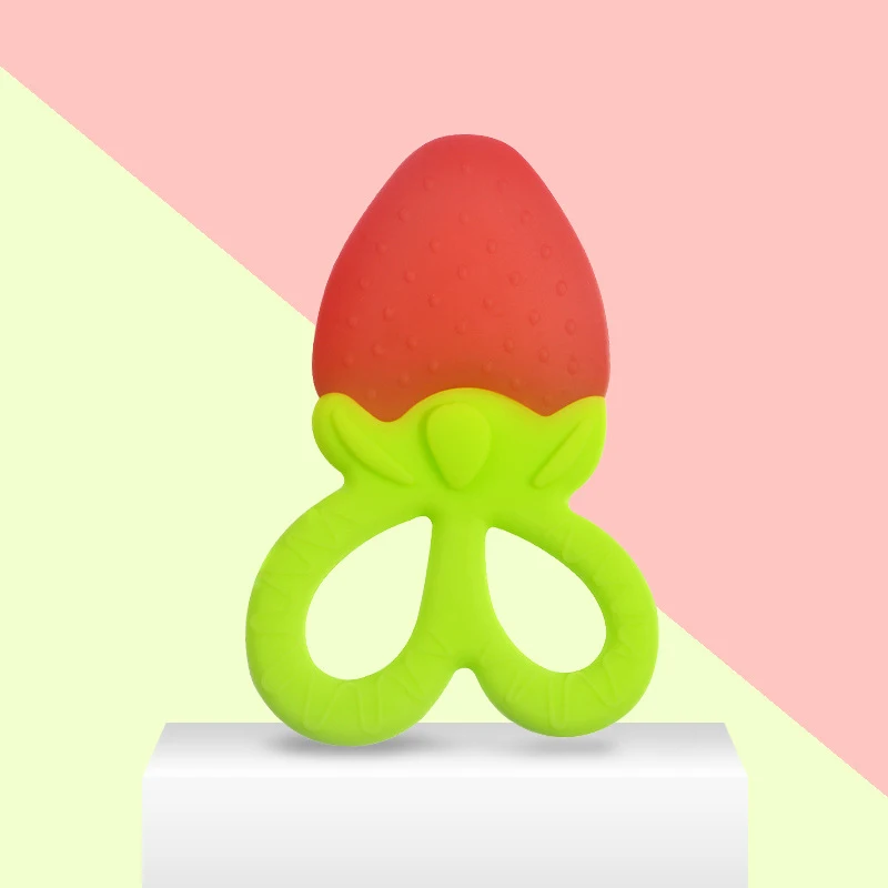 

Strawberry Silicone Baby Teether Bpa Free infant Chew Toys Tooth Silicone Teeth Care Newborn Care Pendent necklace pacifier clip