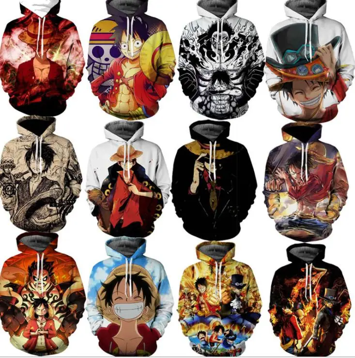 

Fashion 3D Hoodie Sweatshirt Anime One Piece Monkey D Luffy Hooded Hoodies Pullovers Tops Oversized Streetwear 3xl Drop Shipping