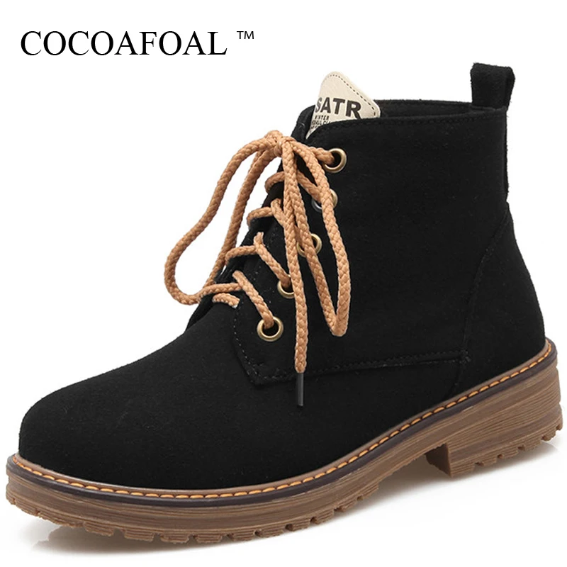 

COCOAFOAL Lace Up Women's Winter Martins Boots Black Platform Gothic Shoes Plus Size Chelsea Boots Sexy Botas Ankle Boots 2018