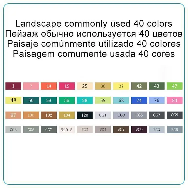 Touchnew 30/40/60 цвет знак ручка набор сенсорный алкоголь жирный живопись ручка, ручка для студентов, двойной головкой цвет искусство одежда с ручной росписью - Цвет: 40 Landscape