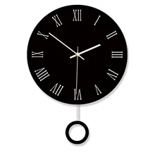 Home wall clock Nordic living room creative bedroom silent acrylic swing clock white and black clock wall hangings