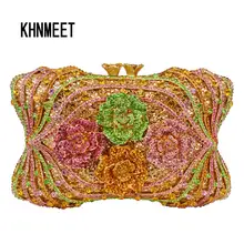 Новое поступление цветочный клатч вечерние сумочки женские свадебные Роскошные хрустальные вечерние сумки золотой Алмазный свадебные сумочки для выпускного SC582