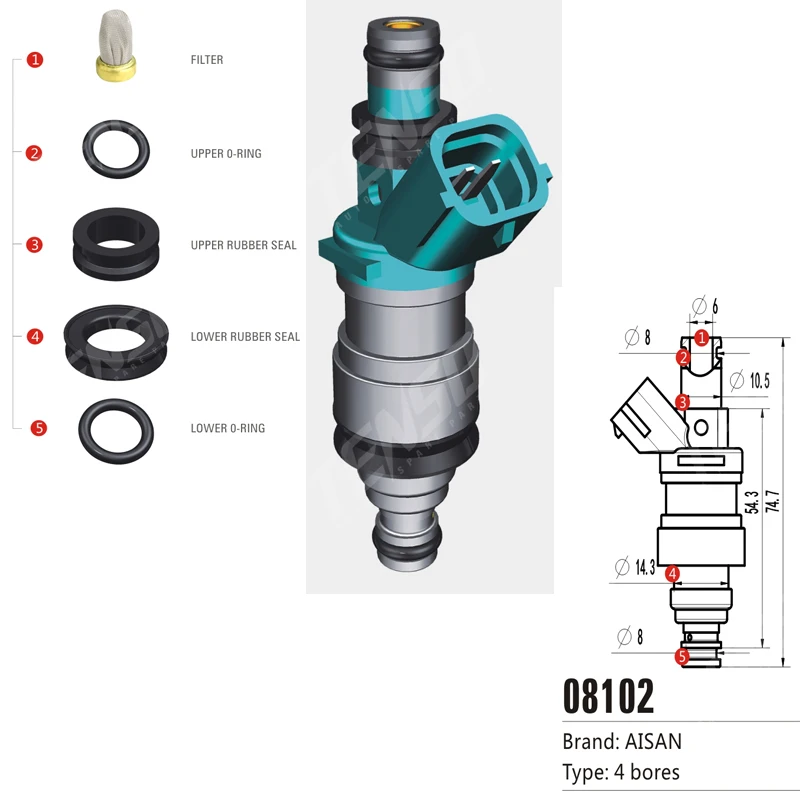 Free shipping! 100sets/box Fuel Injector Repair Kits for AISAN type 4