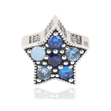 Аутентичные стерлингового серебра 925 пробы яркие звезды Шарм, разноцветные бусы со стразами подходят к оригинальному браслету ювелирных изделий