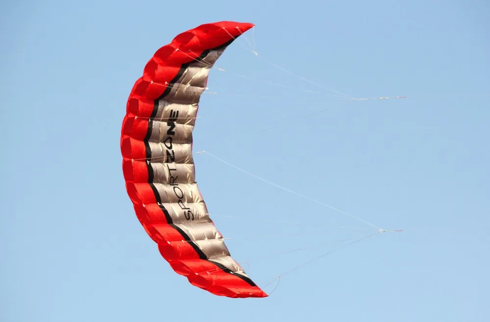 High Quality 2.5m Red Dual Line Parafoil Kite WithFlying Tools Power Braid Sailing Kitesurf Rainbow Sports Beach