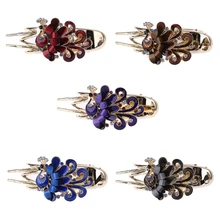 1 шт. модные павлиньи зажимы для волос заколка металлический горный хрусталь для свадьбы для женщин подарок горячий