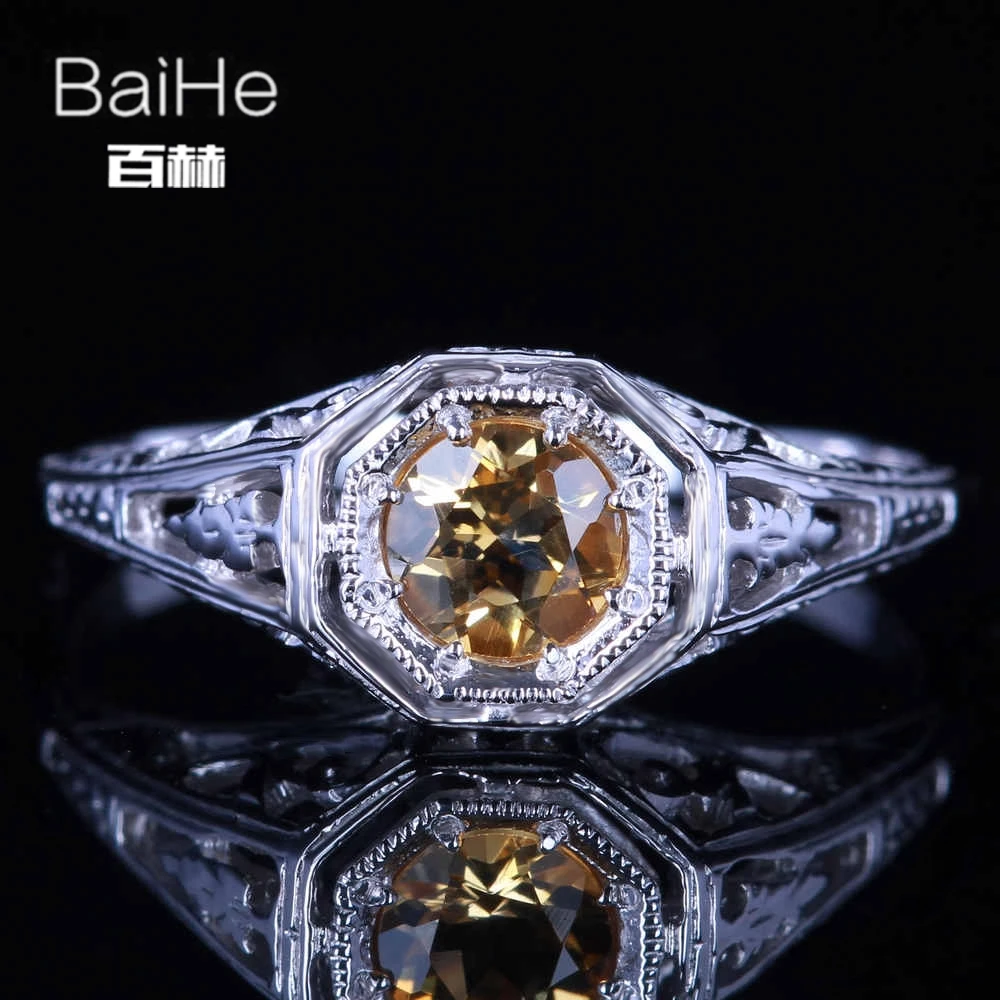 BAIHE Стерлинговое Серебро 925 пробы 0.92ct желтый безупречный круглый настоящий