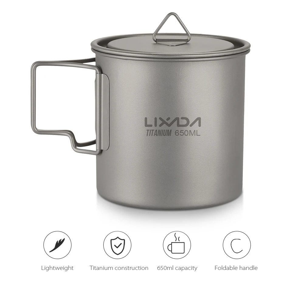 Титановая чашка Lixada 300/550/650/750 мл горшки столовая посуда для кемпинга и пикника