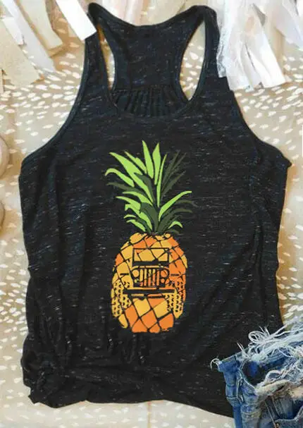 

Women Harajuku Pineapple Jeep Tank Summer Femme Rave festival Sleeveless Vest oversized Ladies Kawaii aesthetic Tops Streetwear