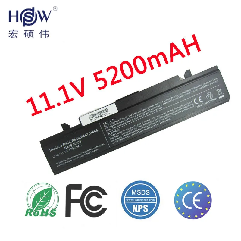 HSW Аккумулятор для ноутбука Samsung R428 R468 R470 R478 R480 R517 R520 R519 R525 R523 R538 R540 R580 R620 R718 R728 R730