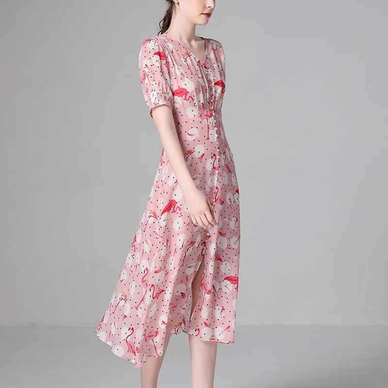 

silk dress sunflower 2019 women summer dresses bohemian beach plus size maxi plus size long robe sexy pink pendant floral slim A