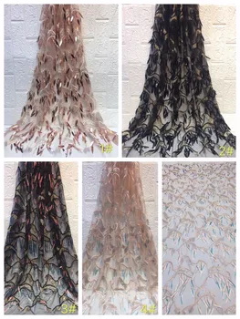 

African Lace Fabric 2018 French Sequins Net Lace Noble Gold Sequins Fabrics High Quality African Black Tulle Sequins Lace Fabric