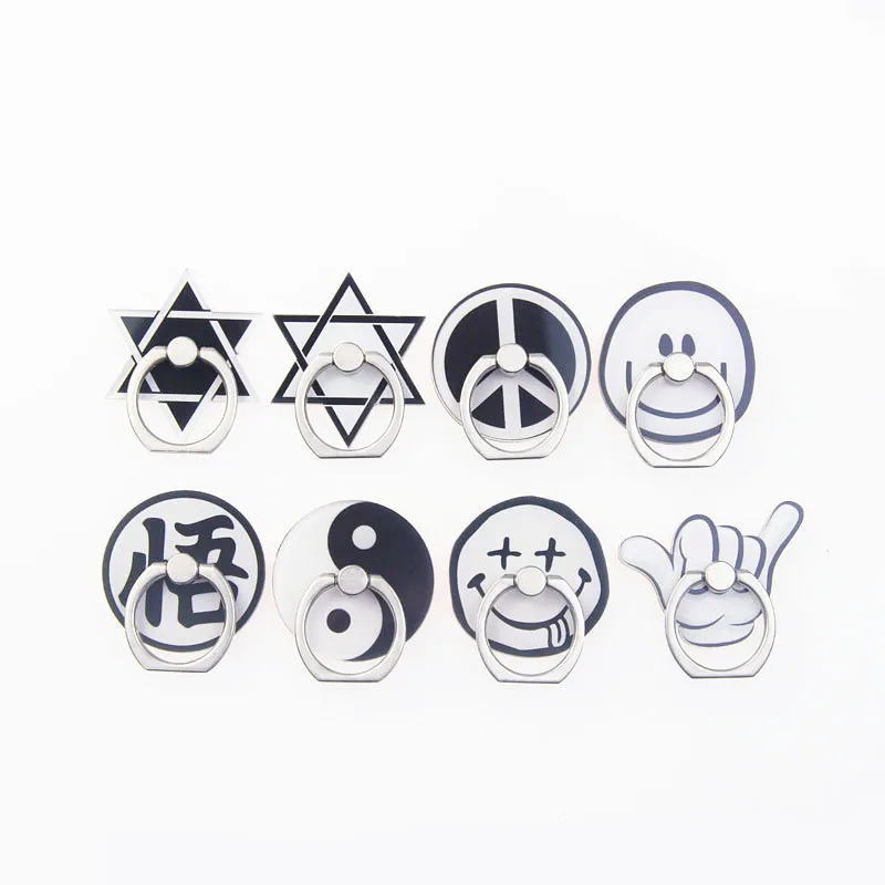 

New Arrival 1 Piece High Quality ABS Phone Ring Holder Stand Cartoon Smile Face Stars Smartphone Finger Ring Holder Housing