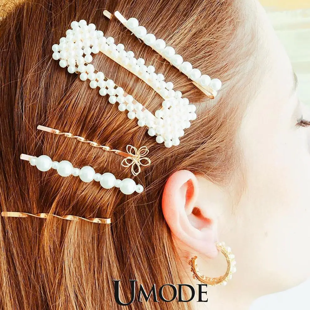 UMODE Новые простые жемчужные заколки для волос, заколки для волос, наборы, модные аксессуары для девушек и женщин, свадебные украшения, подарки