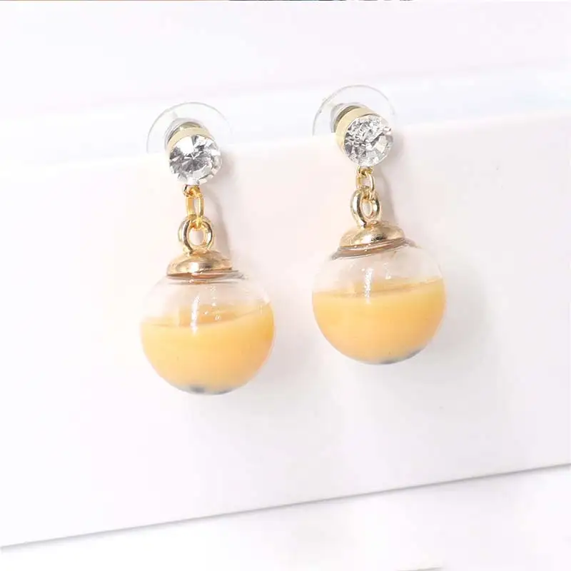 Personality Resin Milk Tea Drink Earring Girls Gifts Colors Candy Color Creative Unique Bubble Tea 45 Colors Drop Earrings 1Pair - Окраска металла: 8